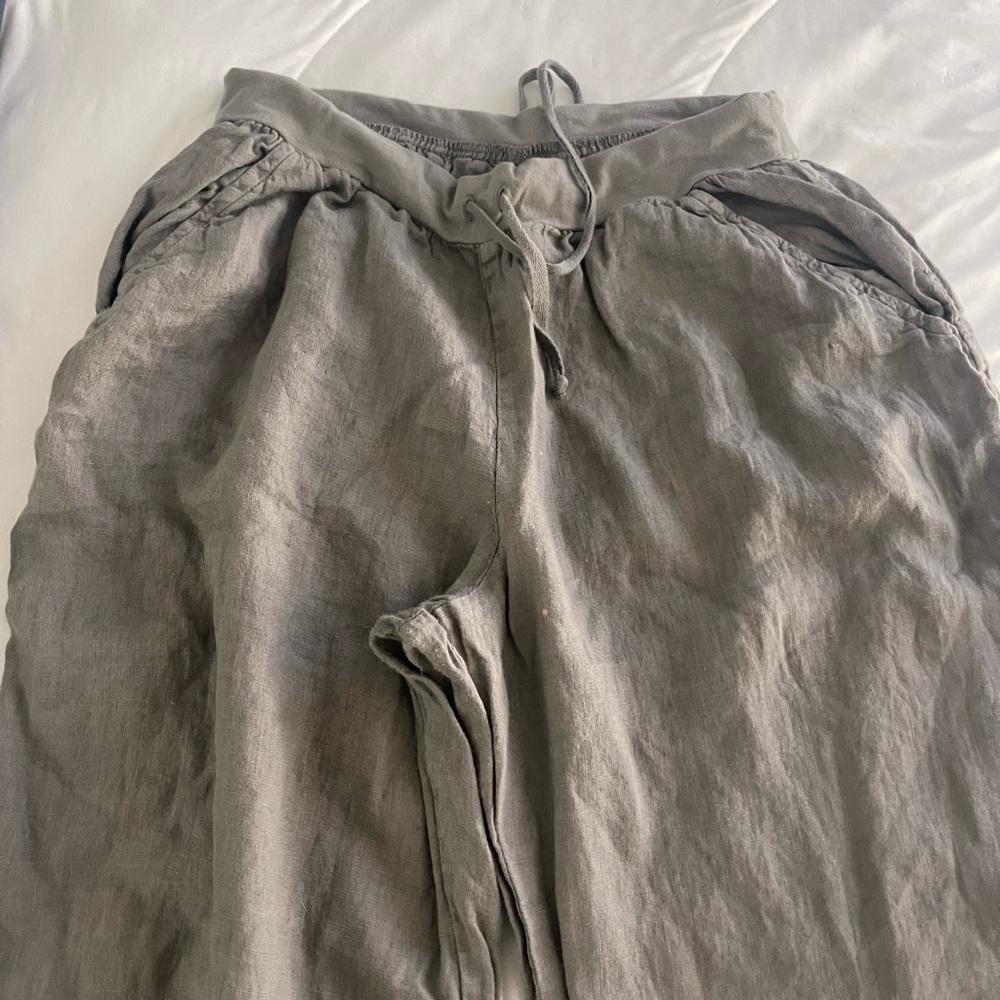 Flax Gray Linen Joggers